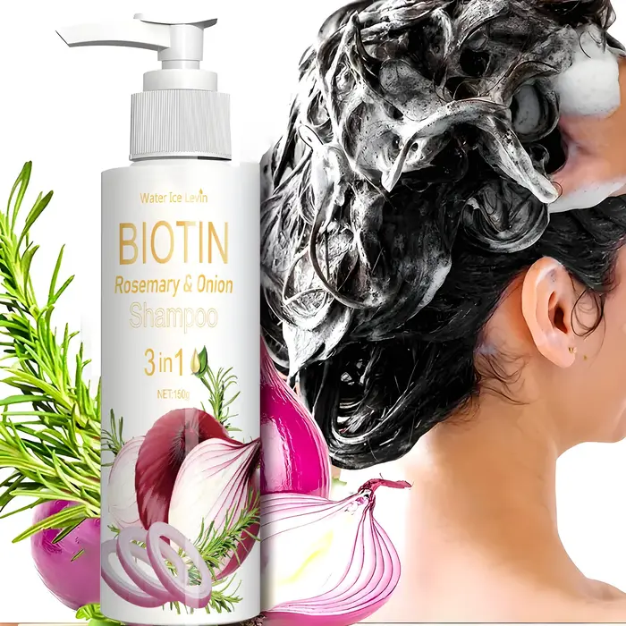 Shampoing à l'oignon au romarin et à la biotine