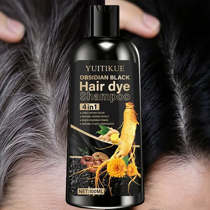 Shampoing colorant capillaire noir obsidienne 100 ml - Formule végétale 4 en 1
