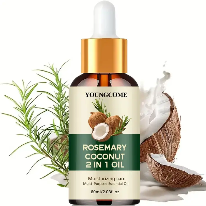 Huile essentielle de romarin et d'huile de noix de coco pour améliorer la perte de cheveux et nourrir