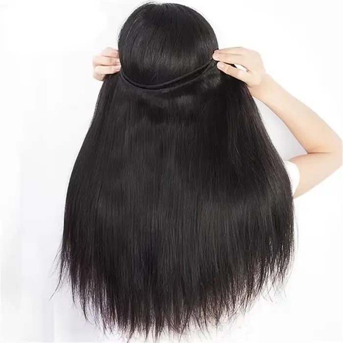 Extensions de cheveux humains Remy lisses, lots de 1/3/4 pièces, noir naturel, tissage brésilien, 14