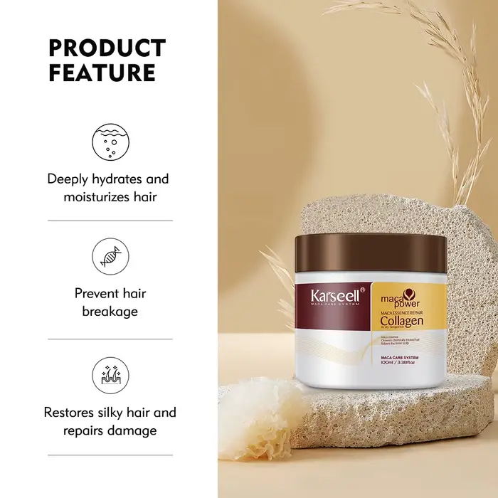 Karseell 100ML masque capillaire au collagène réparation profonde dommages huile d'argan traitement