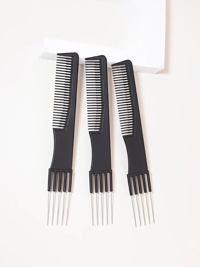 Peignes professionnels pour teinture de cheveux, 3 pièces, avec design double face en métal et acier