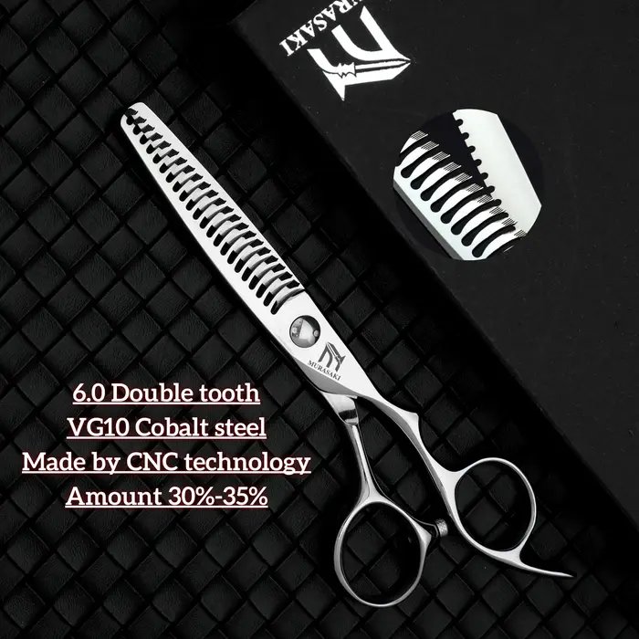 Ciseaux de barbier professionnels MURASAKI, ciseaux amincissants à Double dent de 6.0 pouces, techno