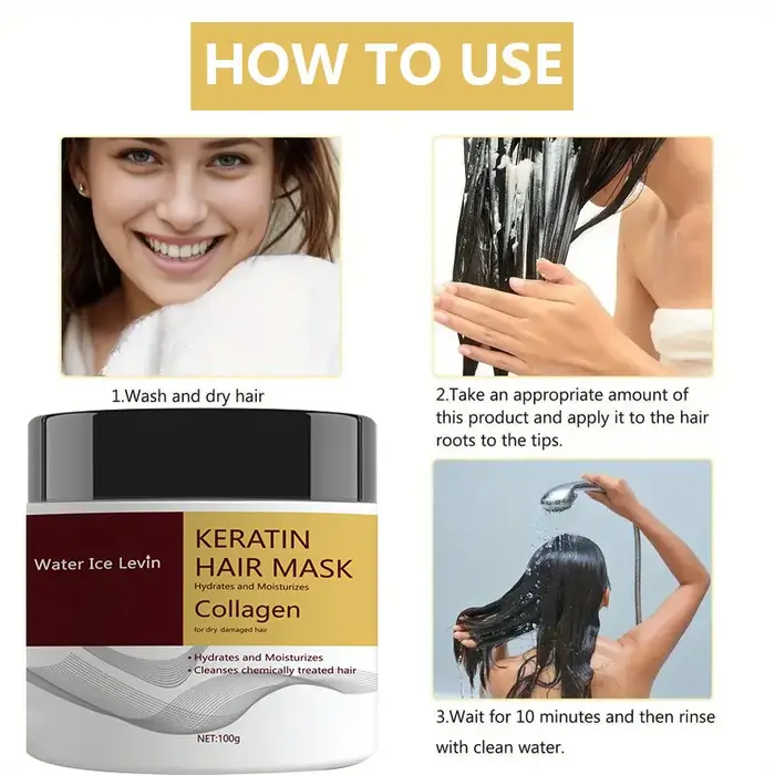 Masque capillaire à la kératine. Collagène