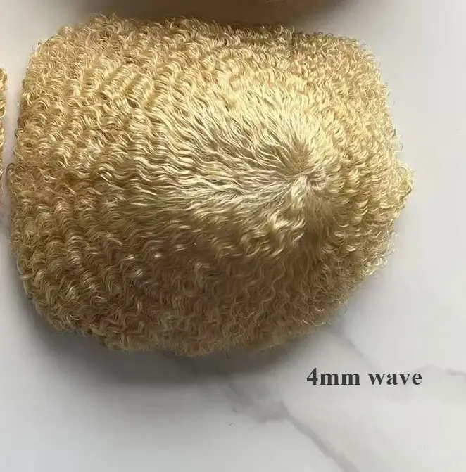 Perruque toupet pleine dentelle blonde pour hommes noirs, perruque afro, prothèse capillaire masculi