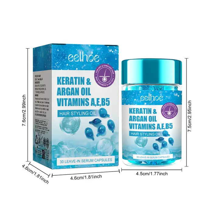Capsule de vitamine à la kératine, huile essentielle pour cheveux secs et crépus endommagés, traitem