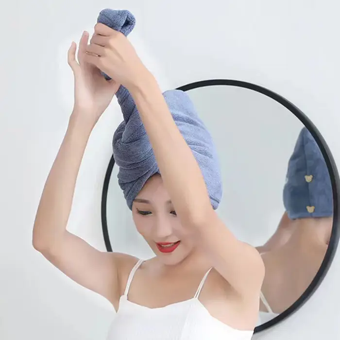 Serviette de cheveux en molleton de corail pour femmes, Turban lavable pour cheveux, serviettes de t