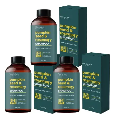 Shampoing eau glacée Levin graines de citrouille et romarin avec huile de ricin et biotine pour la croissance des