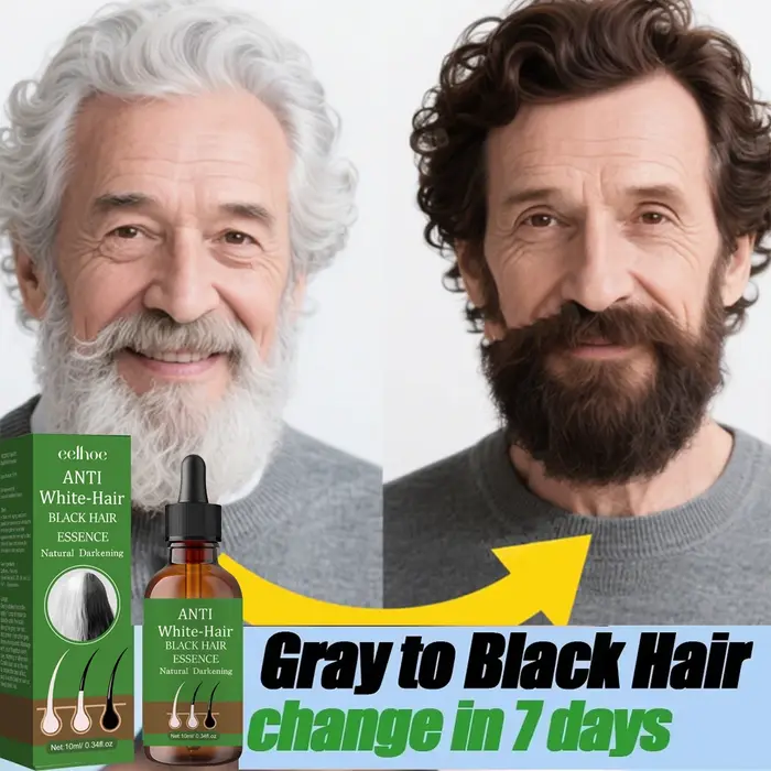 Huile capillaire gris-noir qui réduit la grisonnance précoce
