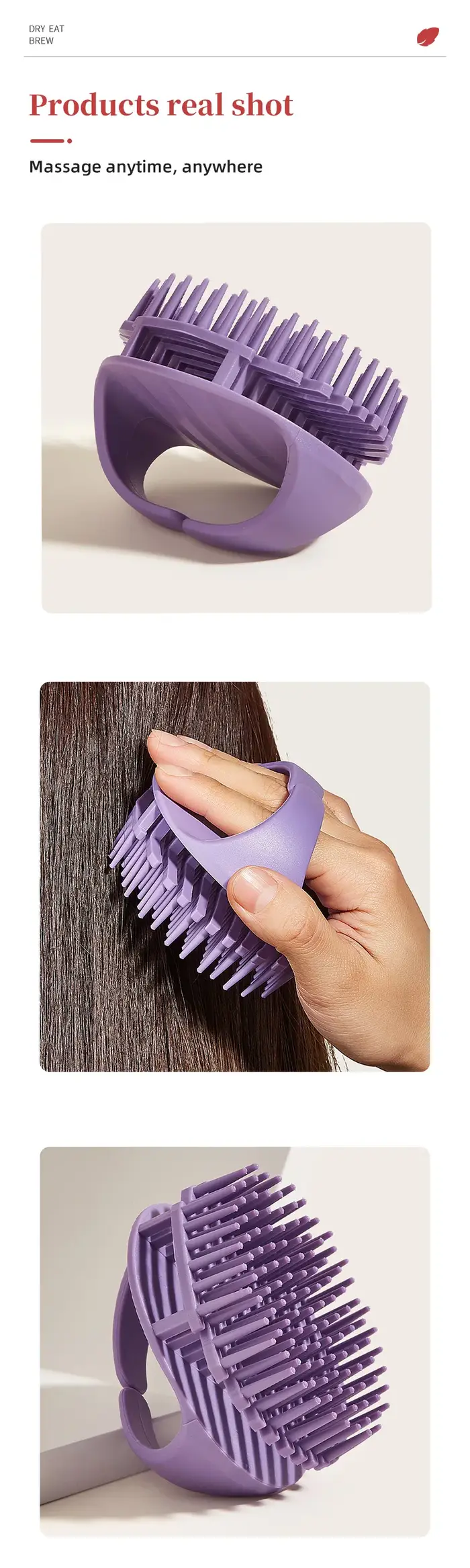 Brosse de massage en silicone pour cuir chevelu et corps