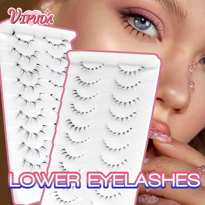 10 paires de cils inférieurs Pack sous les cils cils inférieurs doux 100% bande transparente faite à