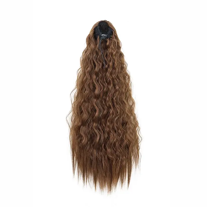 22 pouces synthétique longue crépus bouclés queue de cheval Extension de cheveux cordon enveloppé pince dans