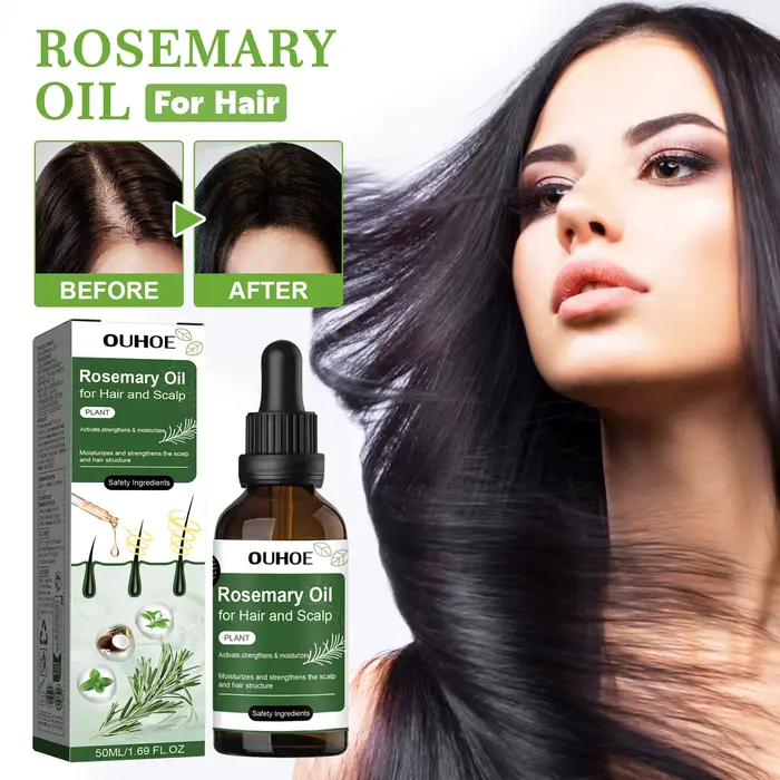 Huile de romarin pour cheveux 50ml traitement du cuir chevelu avec huile de noix de coco et de menth