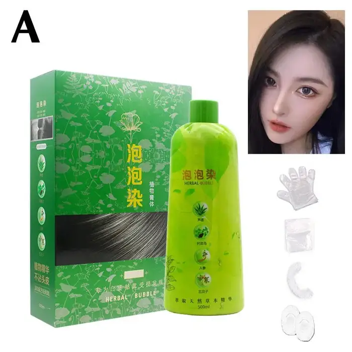 Shampoo colorant pour cheveux gris effet bulle pour hommes et femmes 500ml, Shampooing sans rinçage 