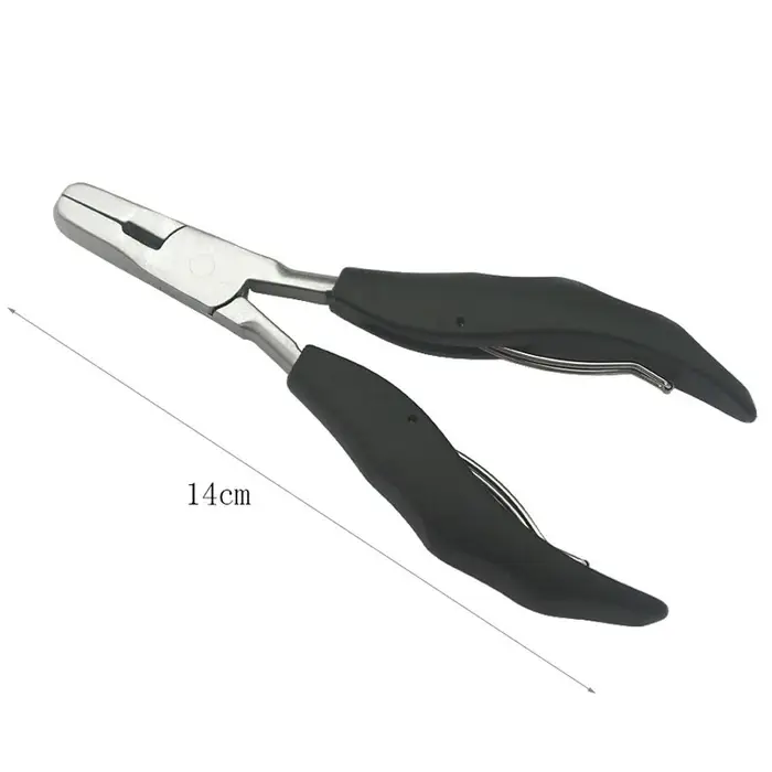 Pince noire de forme plate avec petites rainures, pince d'extension de cheveux pré-collée, 1 pièce