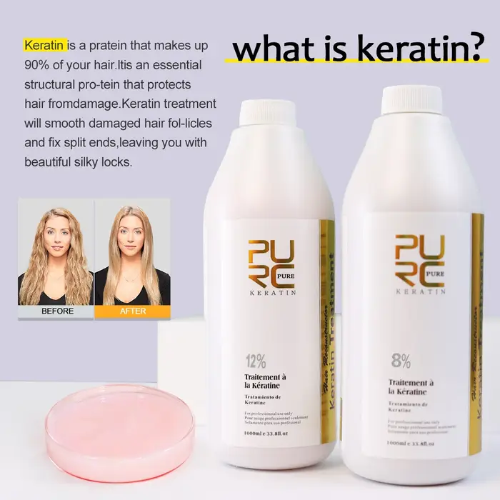 PURC – traitements professionnels brésiliens à la kératine pour le cuir chevelu, lissage et lissant,