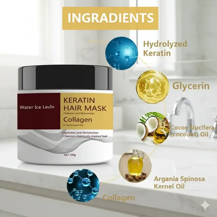 Masque capillaire à la kératine. Collagène