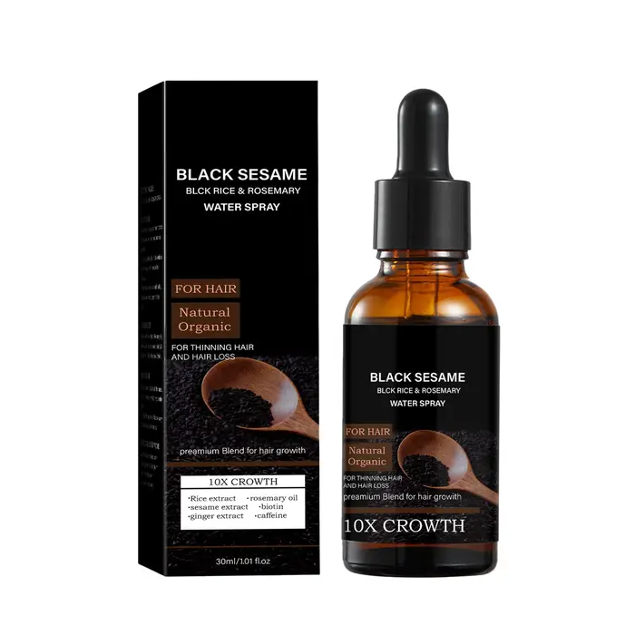 Sérum de croissance capillaire au sésame noir et caféine 30 ml - avec extrait de gingembre, nourrit 