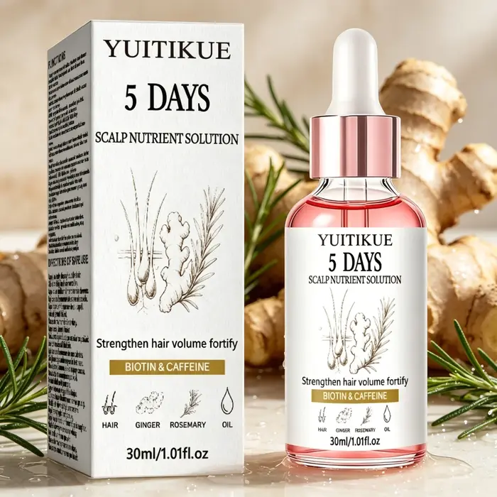 Sérum nutritif pour le cuir chevelu à la biotine et à la caféine 30ml YUITIKUE Gingembre Romarin Nourrit le cuir chevelu Renforce le volume des cheveux Essence de soin capillaire quotidienne