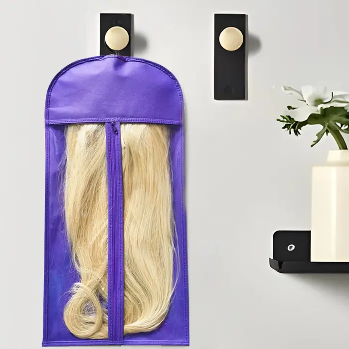 Sacs de rangement pour perruques Premium, 3 pièces, avec cintres métalliques robustes, Design Transp