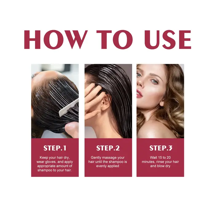 Shampoo colorant pour cheveux 3 en 1