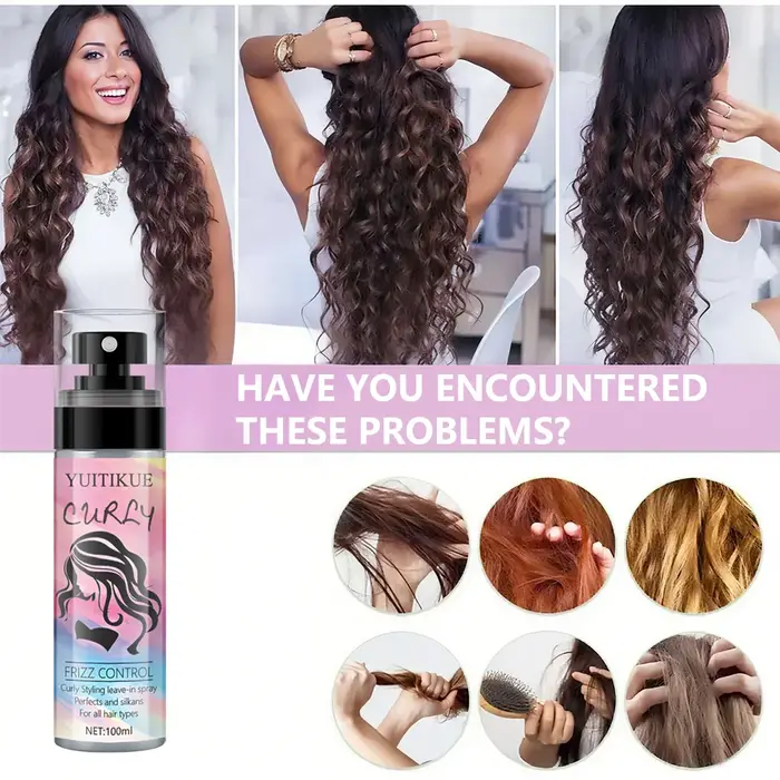 YUITIKUE Spray Coiffant Sans Rinçage pour Cheveux Bouclés