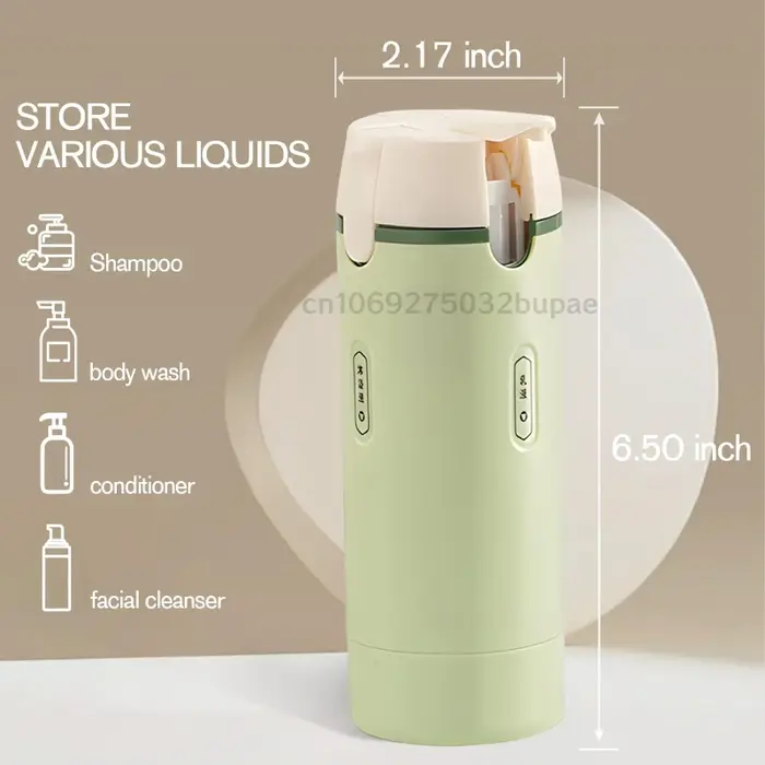 Distributeur de voyage 4-en-1, flacon de shampoing rechargeable portable, adaptateur de voyage, flacon pulvérisateur rechargeable détachable, transparent et visible