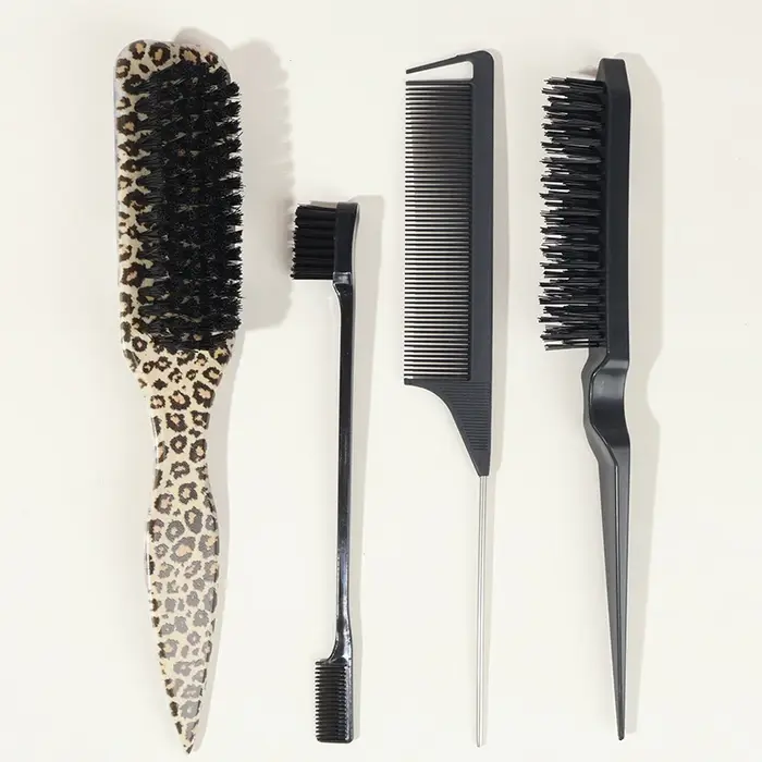 Brosse à cheveux à poils pour coiffure slick back, pour queue de cheval et chignon élégants, et pour