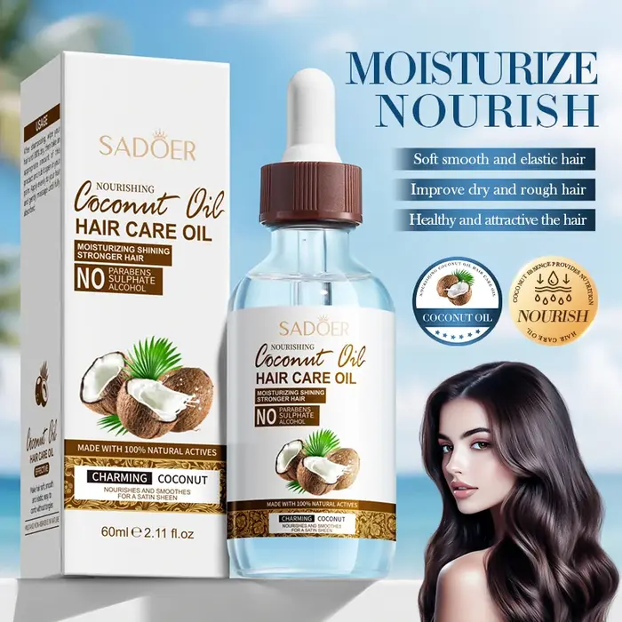 SADOER huile de soin capillaire à la noix de coco réparation de l'essence de cheveux cheveux secs et