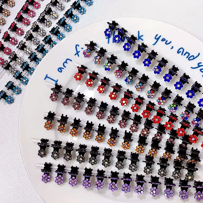 Mini pinces à cheveux en métal antidérapantes, fleurs colorées à paillettes et strass, accessoires p