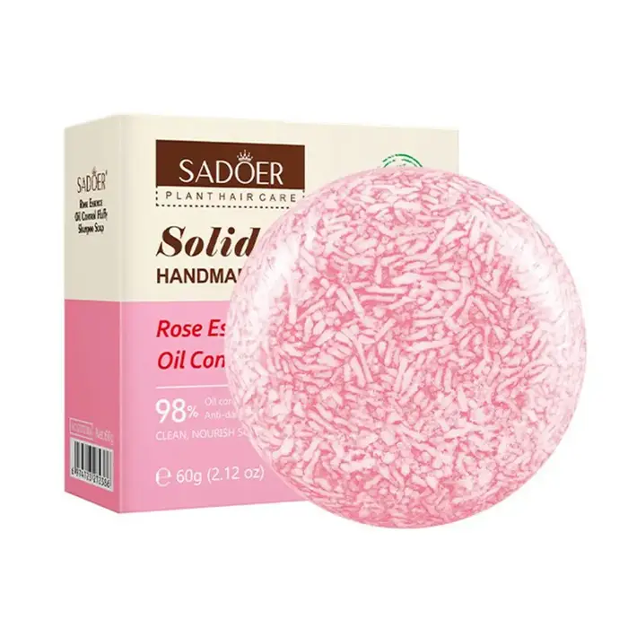 SADOER Savon Shampoing Solide Parfumé à la Rose, Savon Shampoing Naturel Fait Main, Soin du Cuir Che