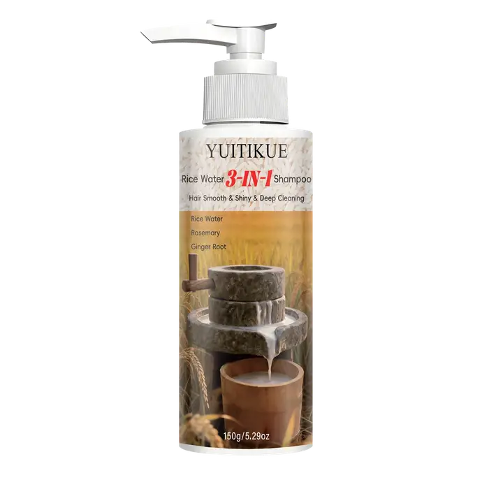 Shampoo 3-en-1 à l'eau de riz YUITIKUE - Shampooing nettoyant en profondeur à la racine de gingembre