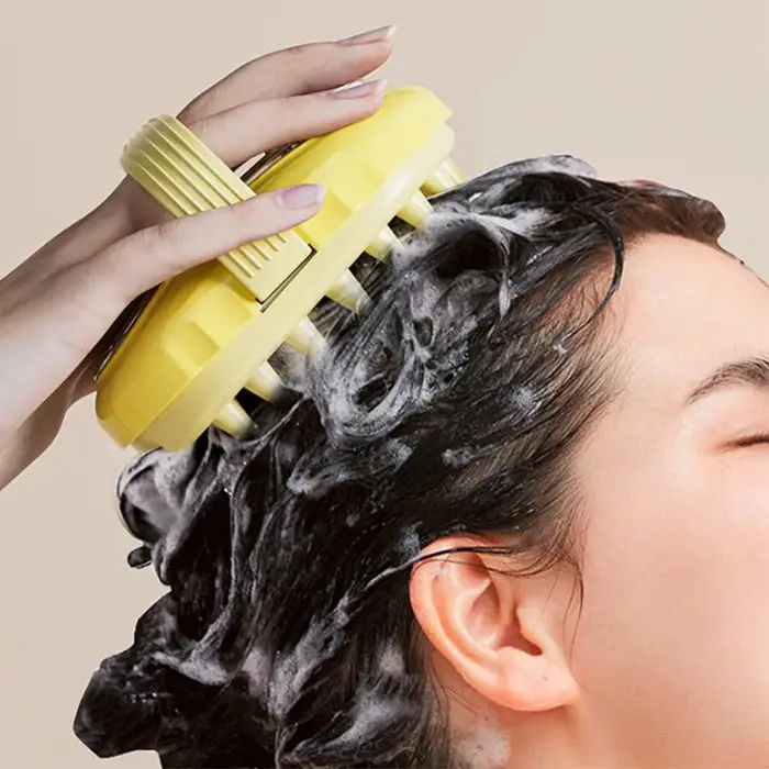 Shampoing en Silicone, masseur de cheveux du cuir chevelu avec distributeur de savon