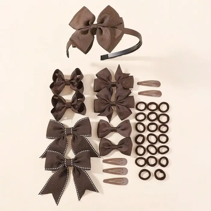 34 pièces/ensemble nouvelle mode couches bandeaux ruban arcs bandeau pinces à cheveux BB clips