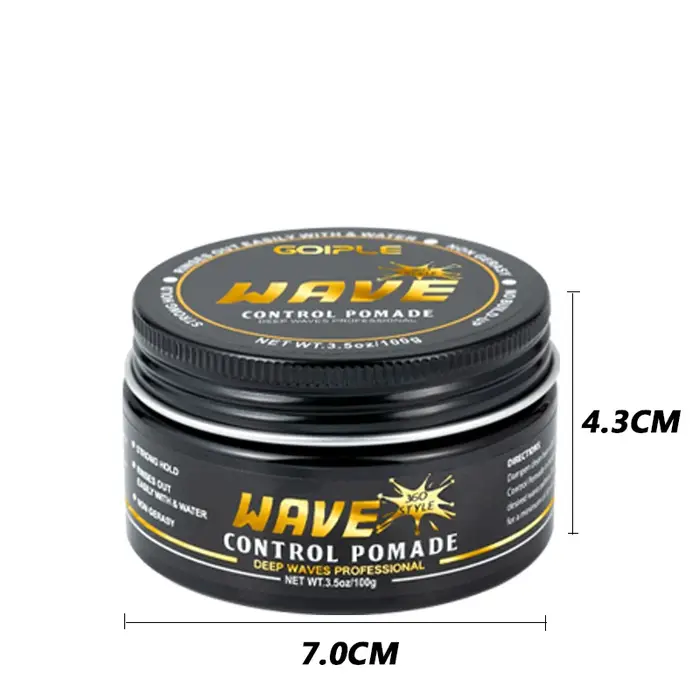 Kit de shampoing de lavage Wave Pomade 360 pour hommes, noir, forte tenue, vague de Sport profonde, 