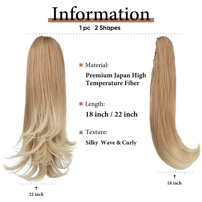 Pince à griffe synthétique en queue de cheval Extensions de cheveux postiche longue soyeuse droite f