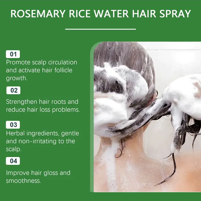Spray capillaire à la rosemaine et à l'eau de riz pour cheveux secs et abîmés