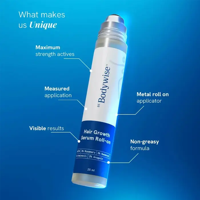 Sérum capillaire roll-on Bodywise pour cheveux clairsemés et repousse