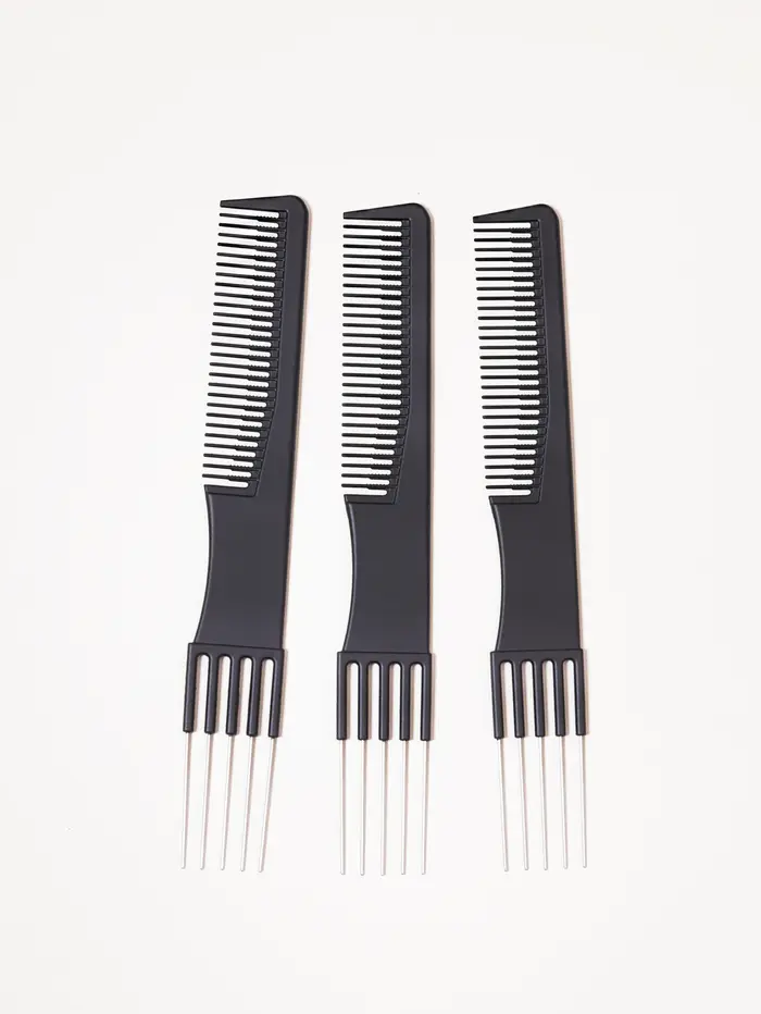 Peignes professionnels pour teinture de cheveux, 3 pièces, avec design double face en métal et acier