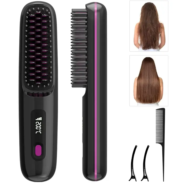 Brosse à lisser les cheveux Rechargeable