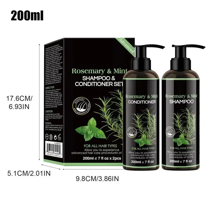 Ensemble shampoing et après-shampoing à la menthe et au romarin, shampoing antipelliculaire, contrôl