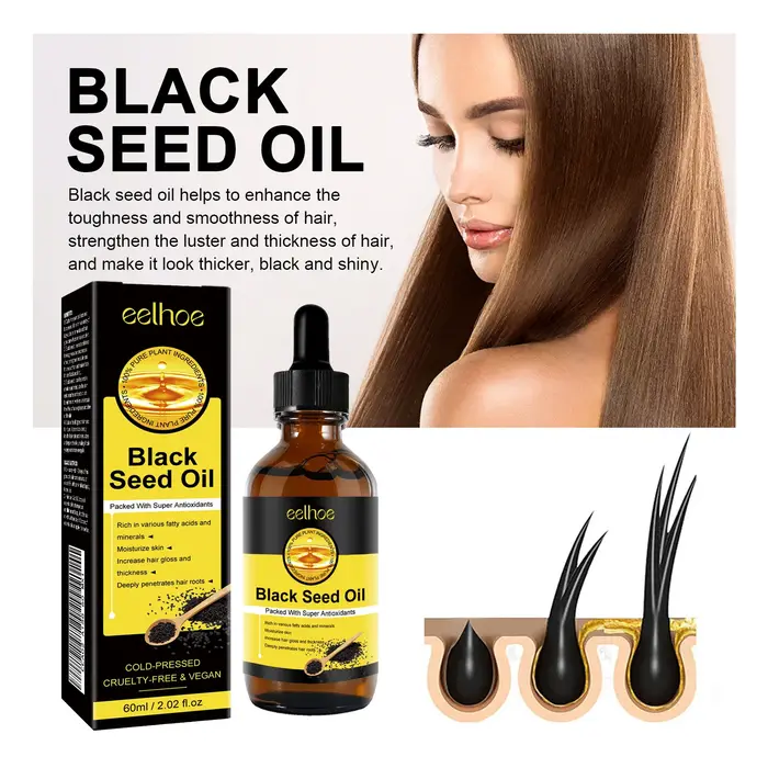 EELHOE huile de graines noires soin du cuir chevelu biologique naturel traitement de la calvitie pour produits de