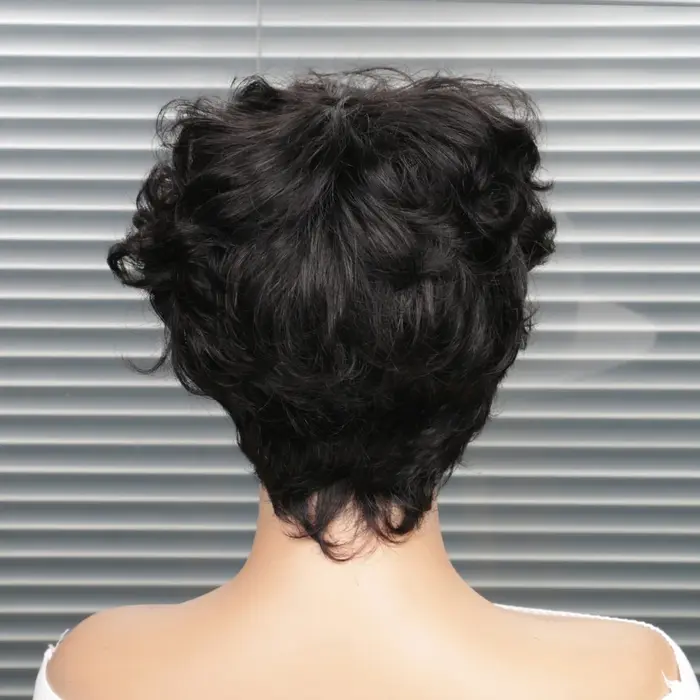 Perruque courte coupe pixie, perruque bouclée bob en cheveux humains pour femmes noires, perruques f