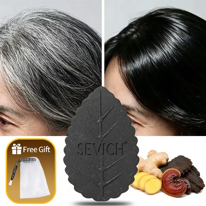SEVICH Shampoing Solide Noir Naturel 120g Savon Capillaire Solide aux Herbes Anti-Pelliculaire Contrôle du Sébum Soin du Cuir Chevelu Usage Quotidien Renforce les Racines