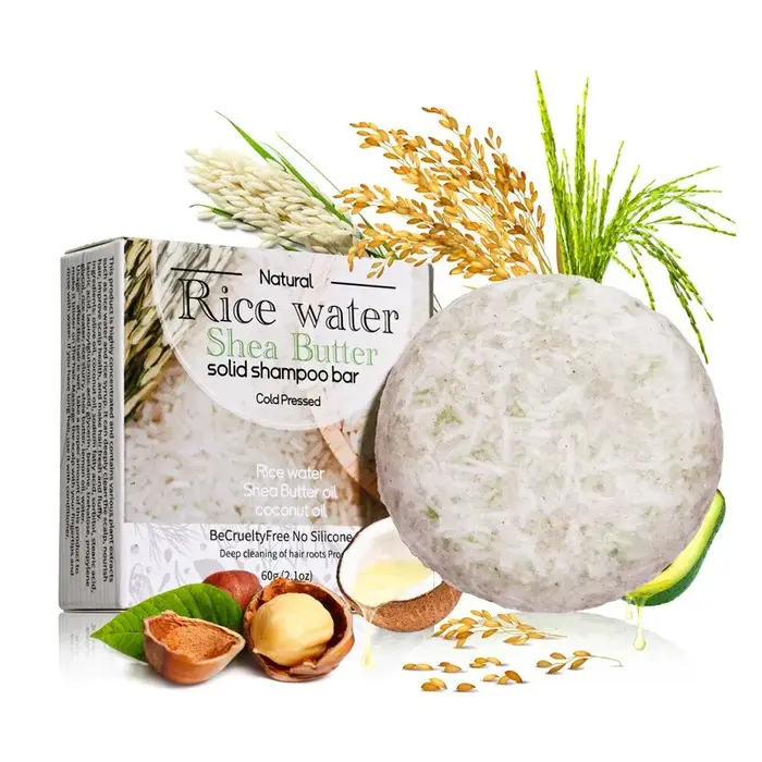 XF 60g barre de shampoing au riz 100% savon solide biologique naturel pour les soins capillaires Ant