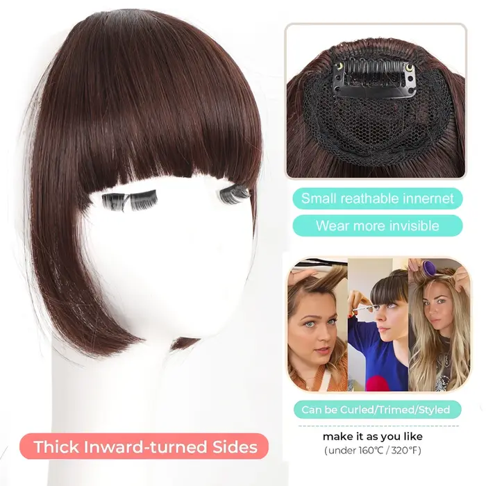 Extensions capillaires synthétiques à clipser, postiches épaisses pour femmes, fausse frange quotidi