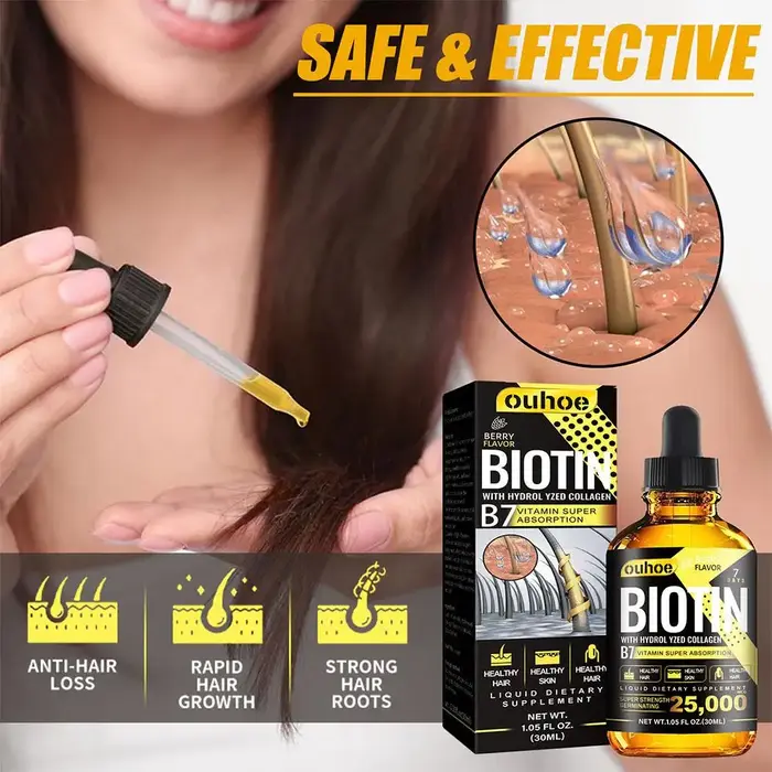 Sérum à l'huile de biotine pour la repousse rapide des cheveux