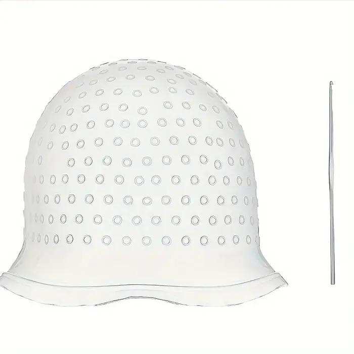 [Kit de coloration capillaire] Casque de coloration et de mèches avec crochet, gants de coloration c
