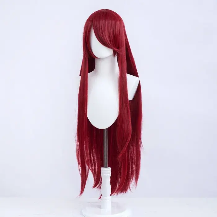 Perruque Uzumaki Kushina rouge vin de 100cm de Long, perruque synthétique à frange complète résistan