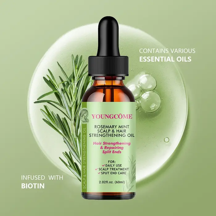 Huile de croissance des cheveux au romarin et à la menthe